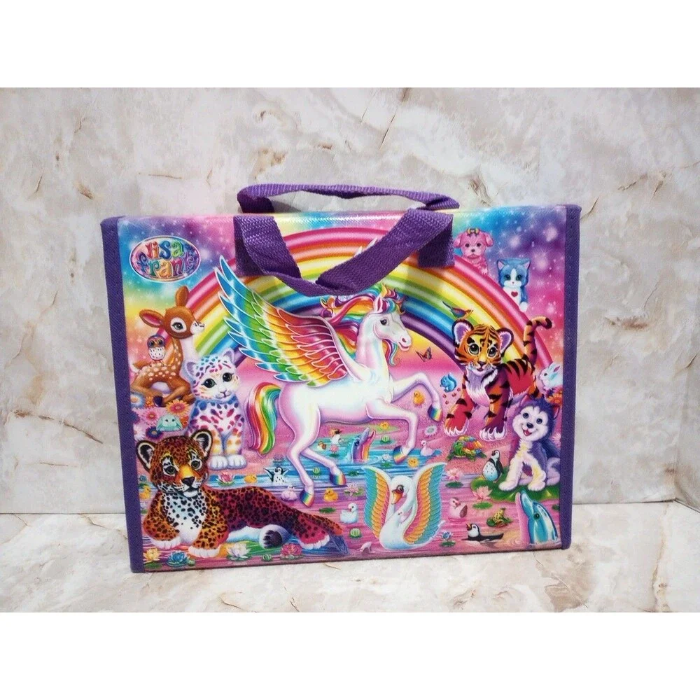 2016 Lisa Frank Unicorn Trifold Portfolio School Binder Folder 10x13 Pen/Crayons